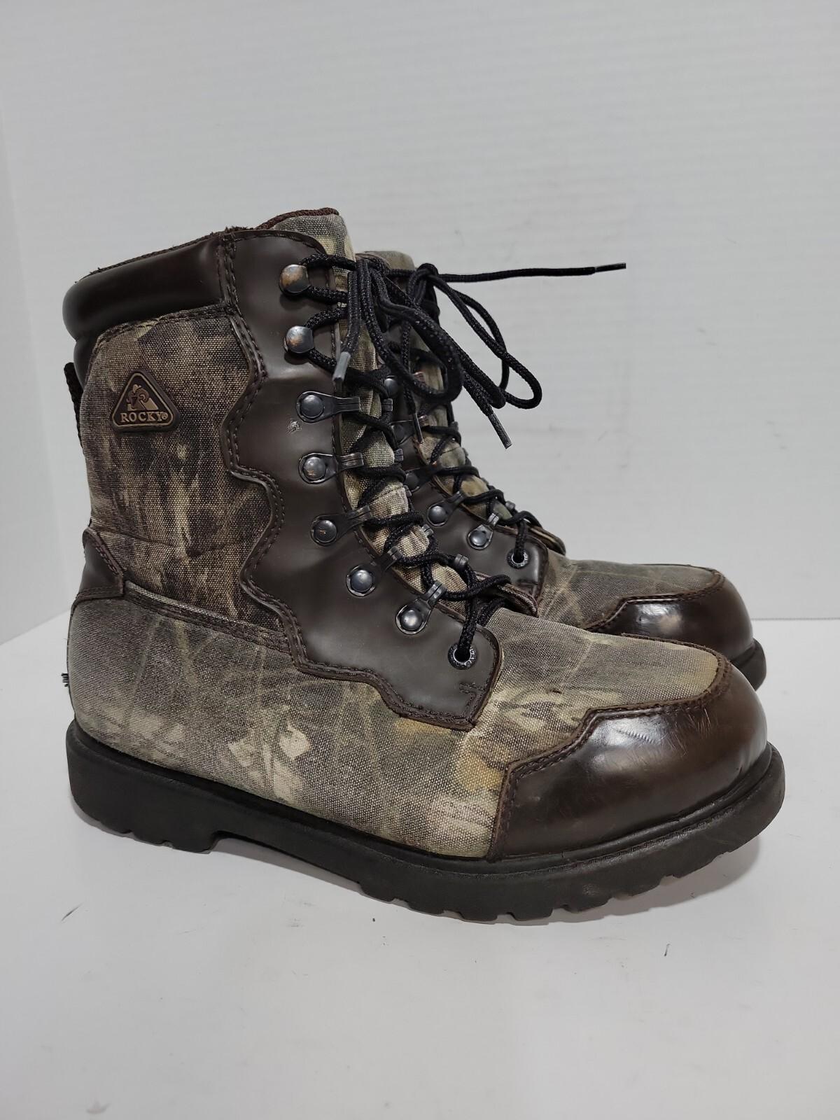ROCKY THINSULATE BROWN LEATHER CAMOUFLAGE HUNTING HIKING MENS 6 BOOTS