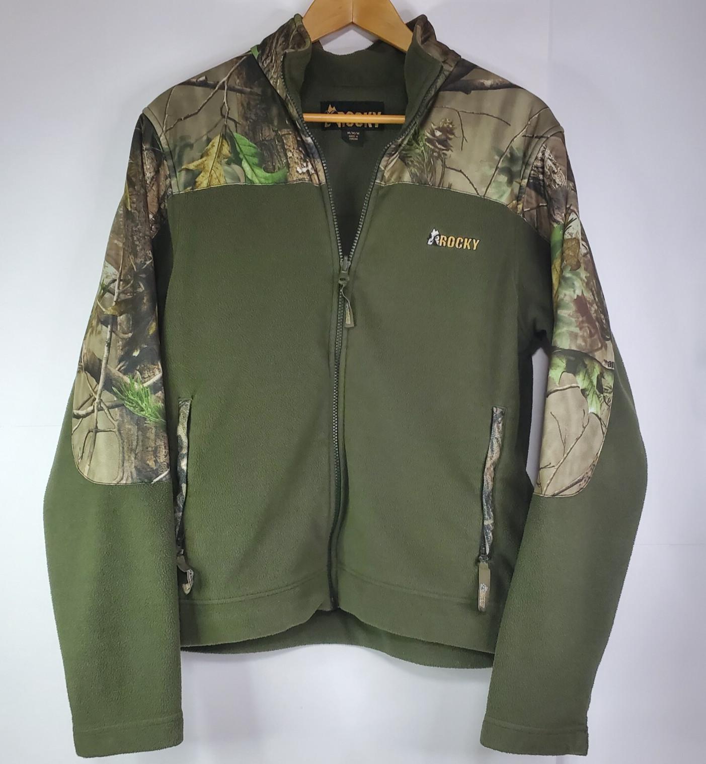 Rocky Fleece Jacket Men’s Size M Camo Realtree Green Full Zip Hunting Outdoor