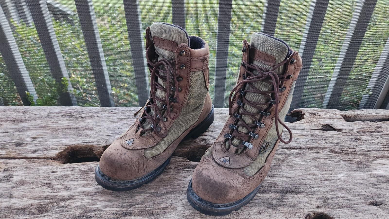 Rocky Mens Size 10 W Brown Leather Camo 1000 Thinsulate Supprescent GoreTex Boot