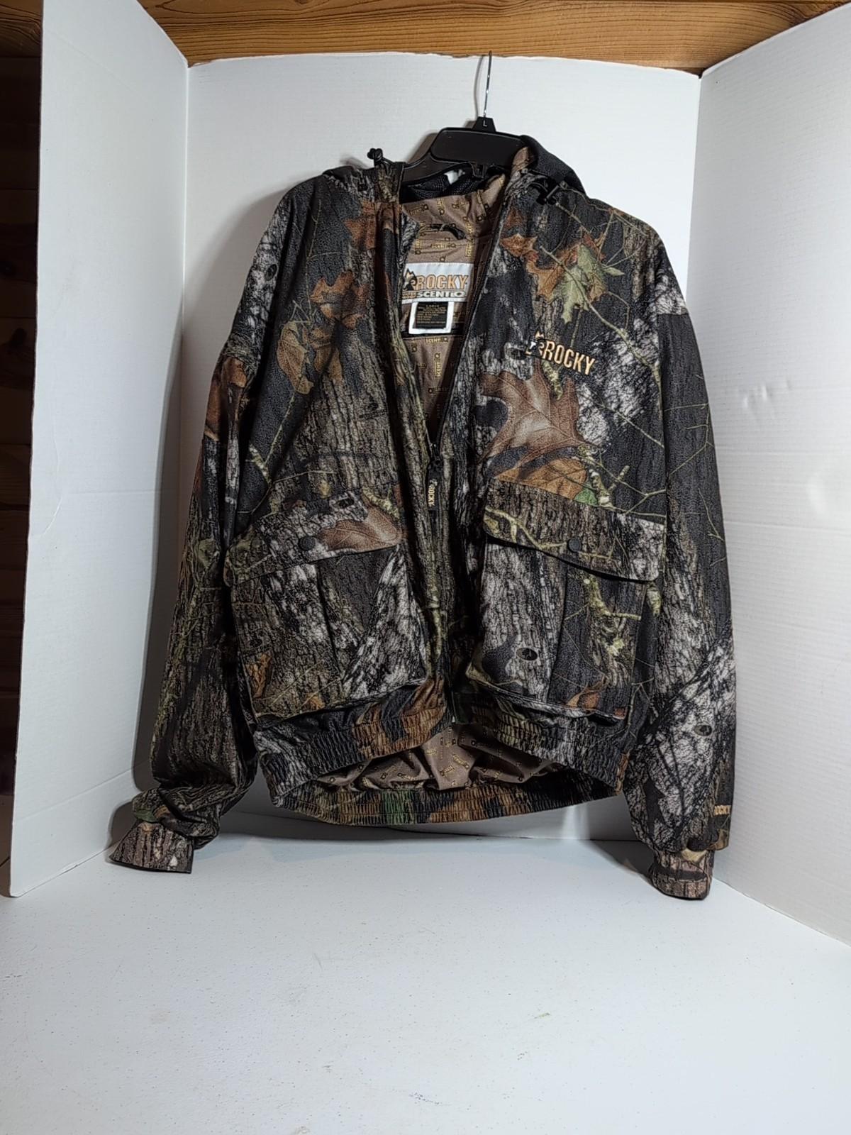 Mens Jacket Rocky Mossy Oak BreakUp Camo Scent IQ  Size L Built In Mask