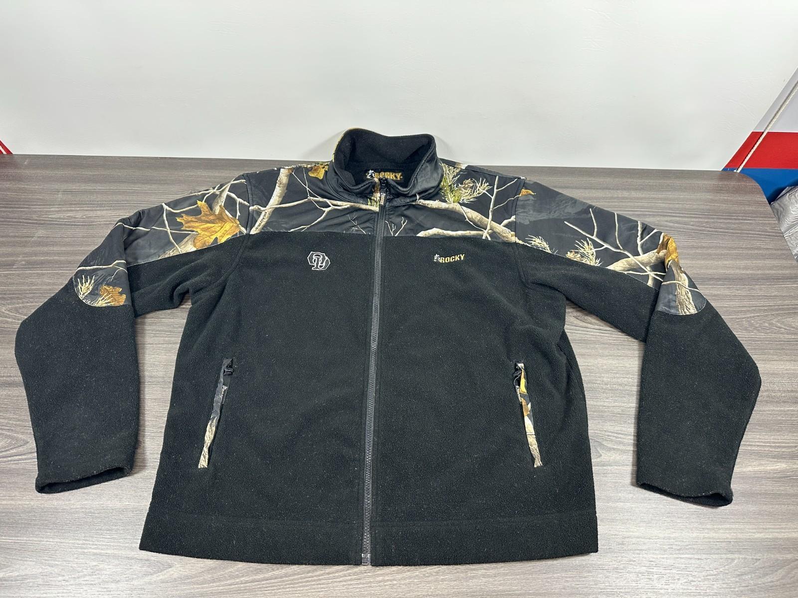 Rocky Fleece Jacket Men’s Size XL Camo Realtree Black Full Zip Hunting Outdoor