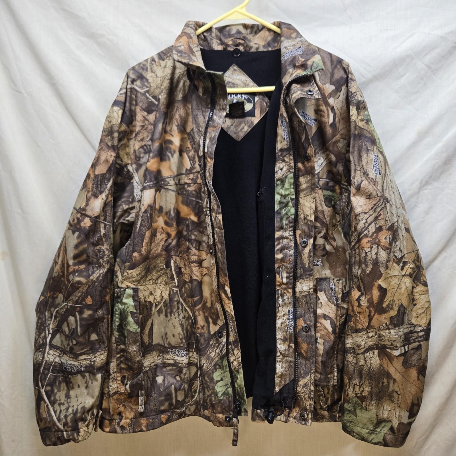 Pro Hunter Rocky Gear Camo Silent Hunter Jacket Mens MEDIUM Fleece Lined Fullzip