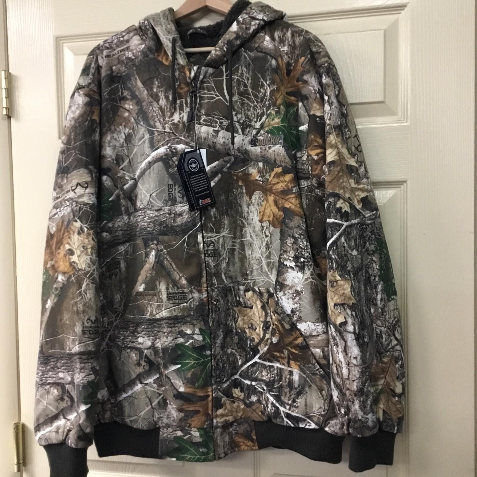 New Men’s Rocky HW00244 Realtree Edge Camo Full-zip Hooded Chore Jacket Large