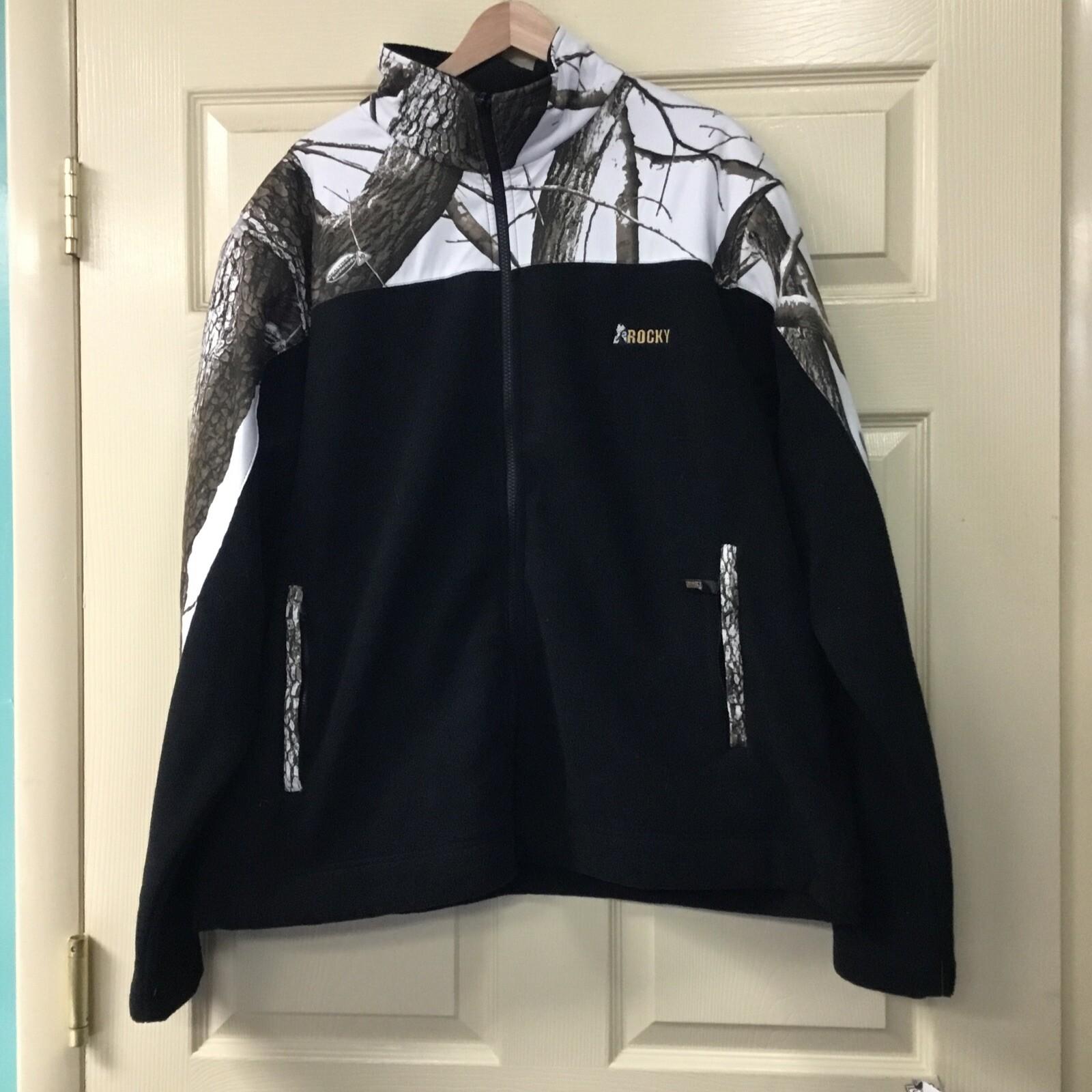 New Men’s Rocky 609476 Black & Realtree Hardwoods Snow Camo Fleece Jacket 2XL