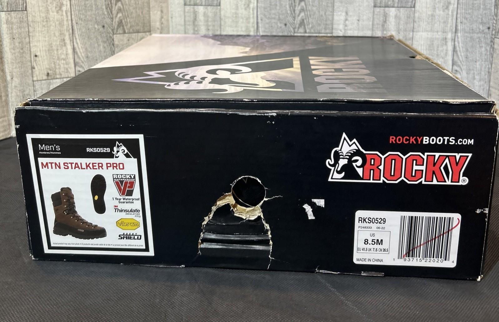 Rocky Mens Brown/Black Leather 400G MTN Stalker Pro Hunting Boots Sz 8.5M