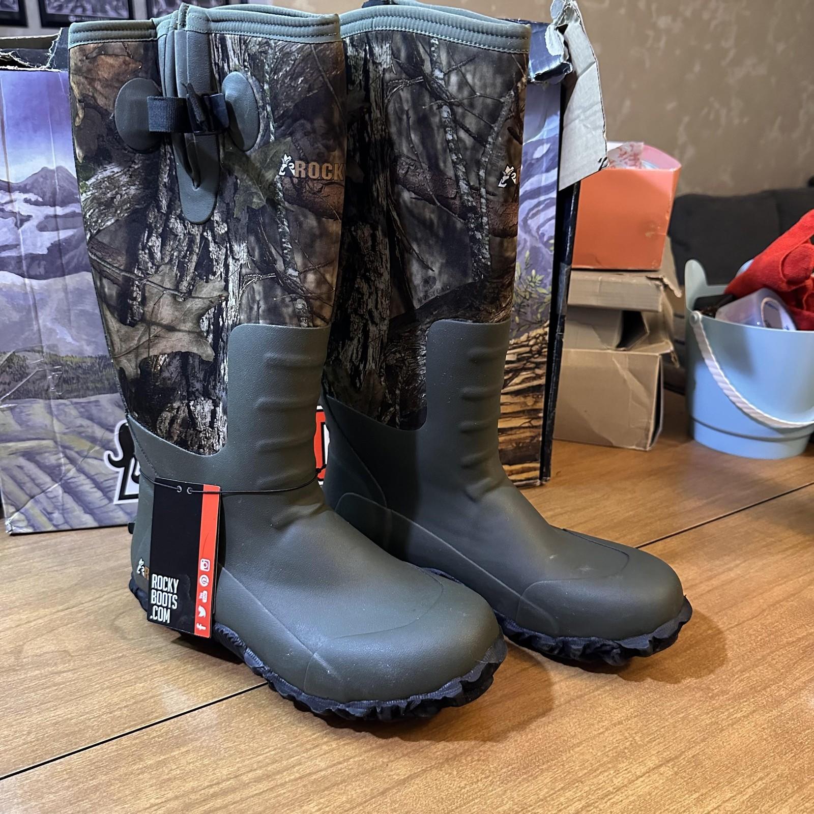 Rocky Boots Mens Size 10 Mossy Oak Break-Up Country Waterproof Hunting RKS0350