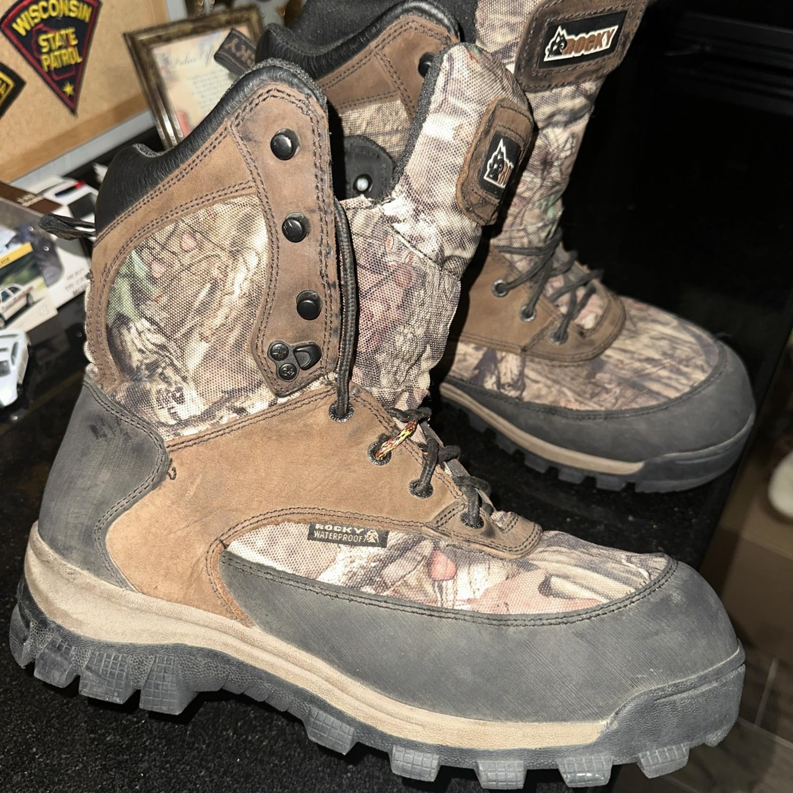 Rocky Mens Size 10W Core Waterproof 800G Insulated Camo Outdoor Boots Hunting
