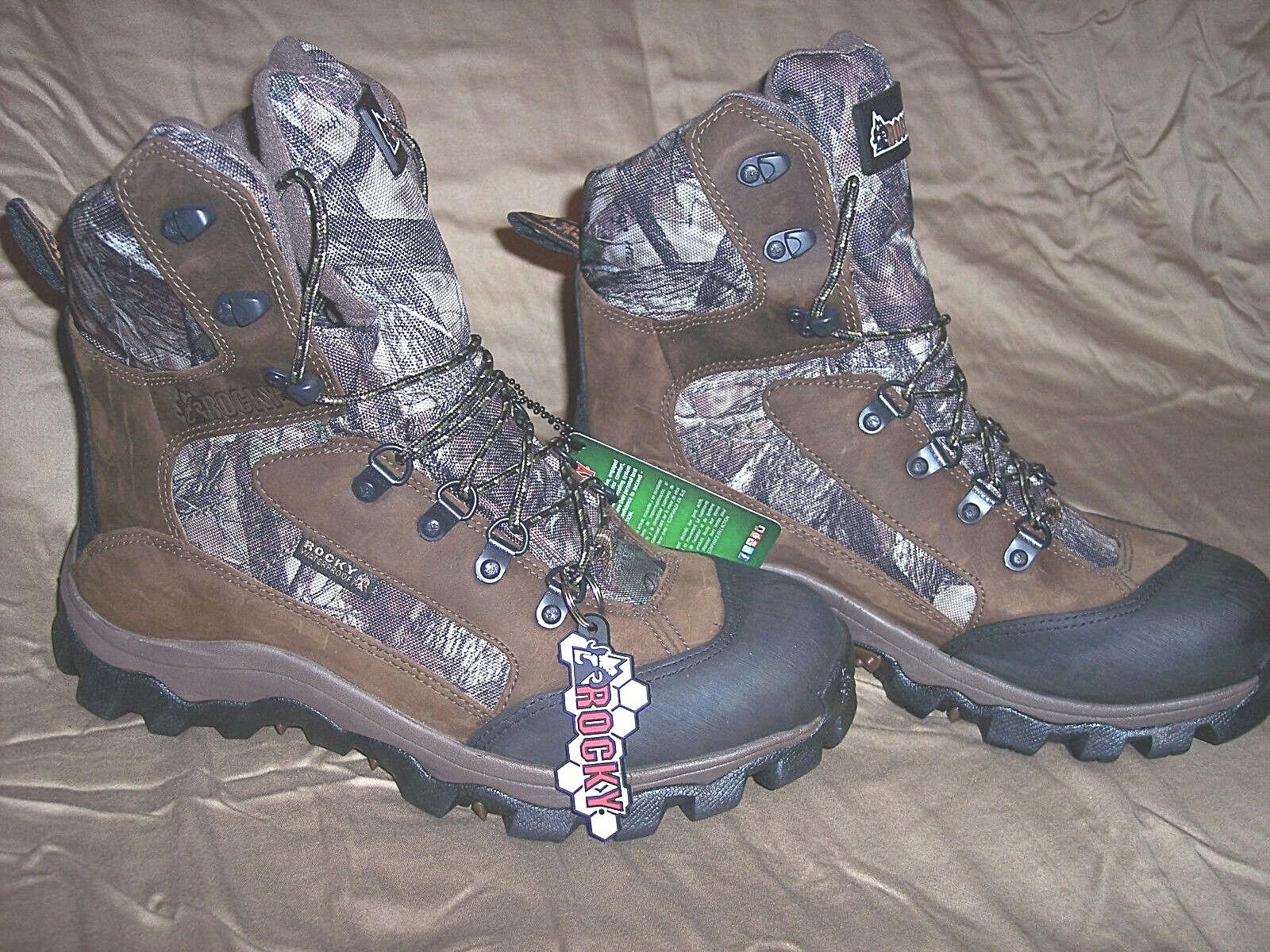 Rocky Waterproof Boots Camo Hunting Boots Mens 9 Regular Insulated Boots 800 Gr.
