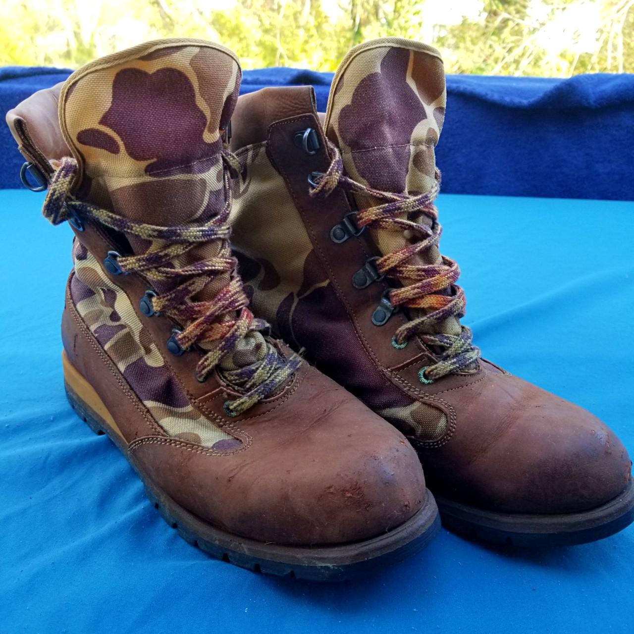 Rocky Boots Men’s 8 (Estimated) Camo Leather Canvas Hunting Boots Vibram Brown