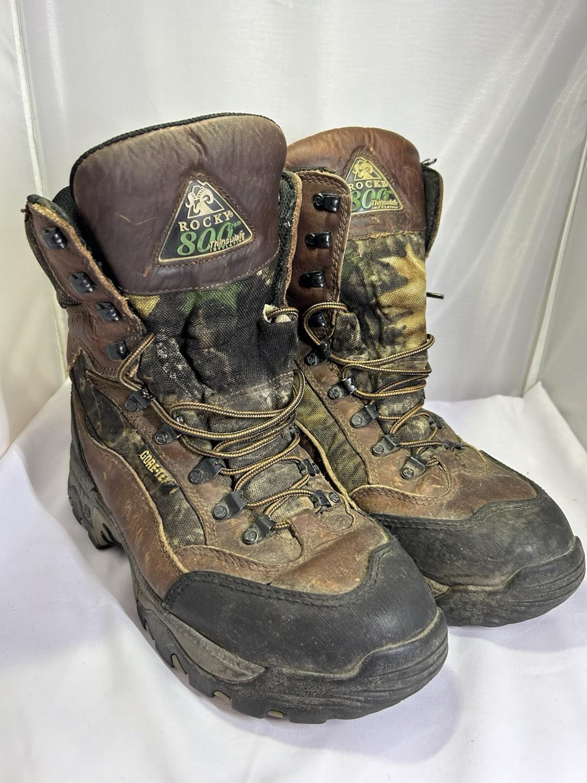 MENS ROCKY Gore-Tex 800g CAMO HUNTING WORK BOOTS SIZE 9M WATERPROOF INSULATED 73