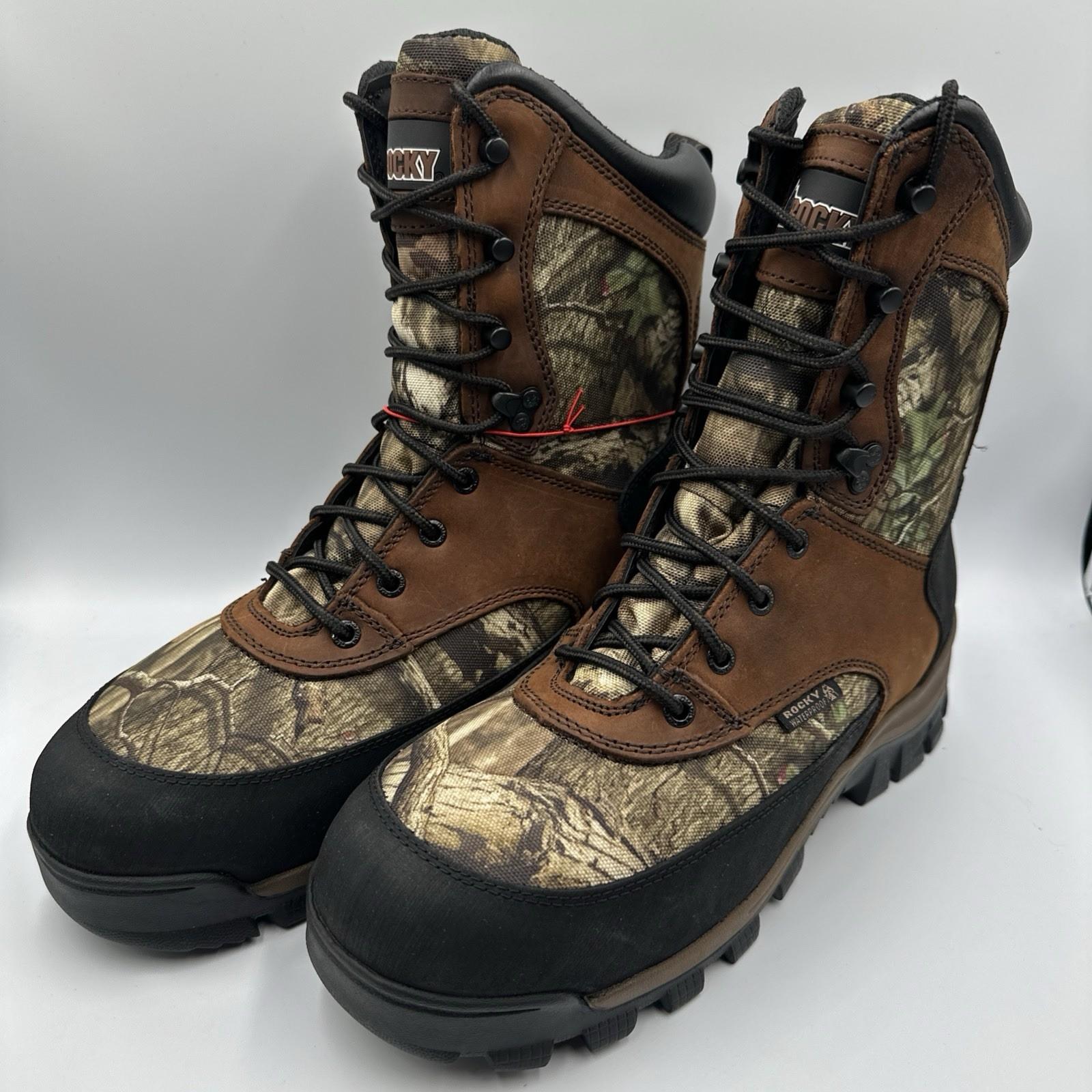 Rocky Core Waterproof 800G 3M Insulated 8′ Boots – Brown & Mossy Oak – 10 *NEW*