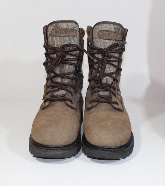 Rocky Gore-Tex Brown Leather and Camo Lace Up Hunting Boots Womens Size 10M