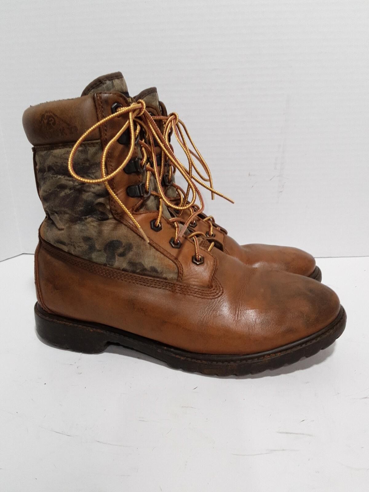 ROCKY BROWN LEATHER/CAMOUFLAGE THINSULATE HUNTING HIKING LADIES 11M BOOTS