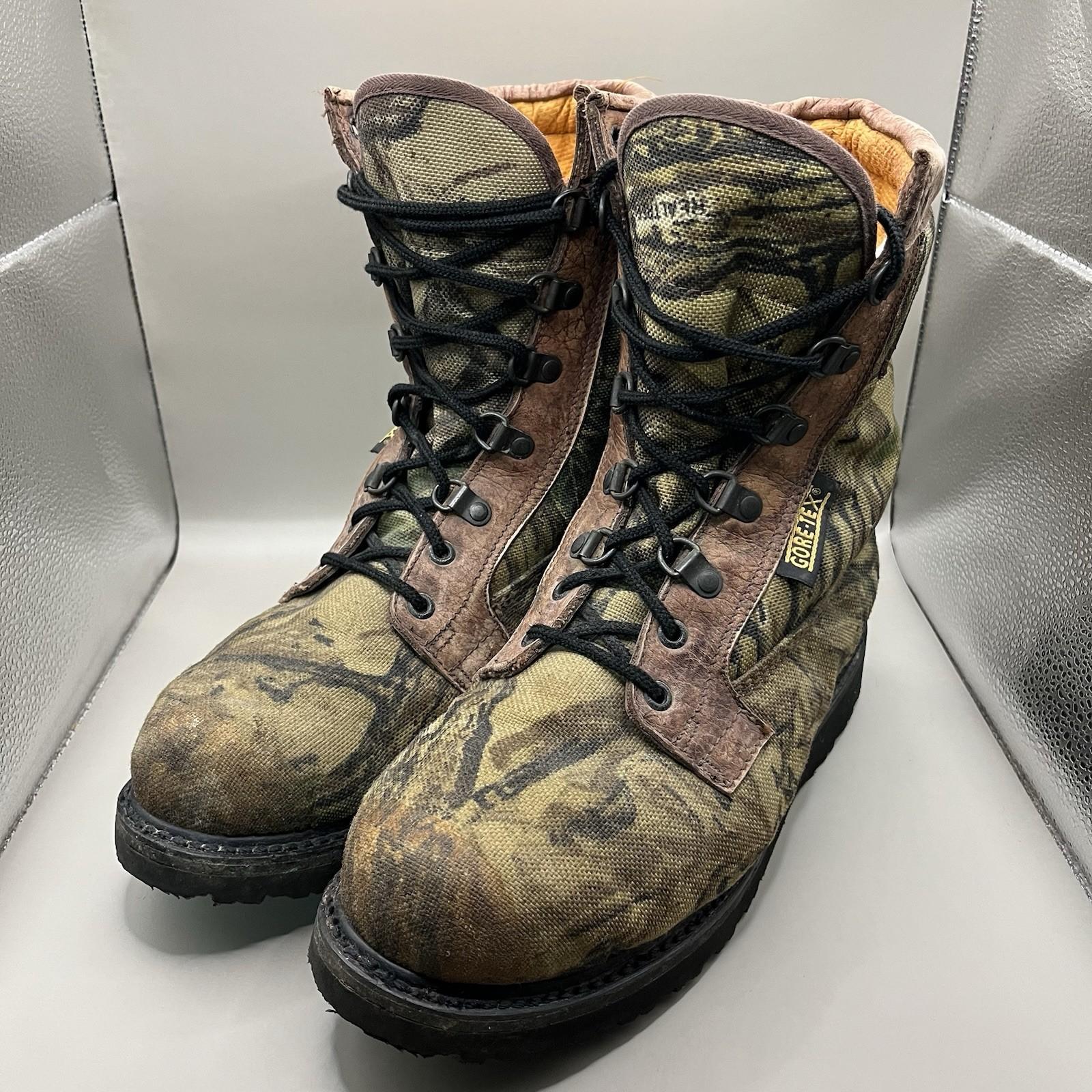 VTG Rocky Gore-Tex Real Tree Camo Boots Men 8.5W Steel Toe Vibram Soles Hunting