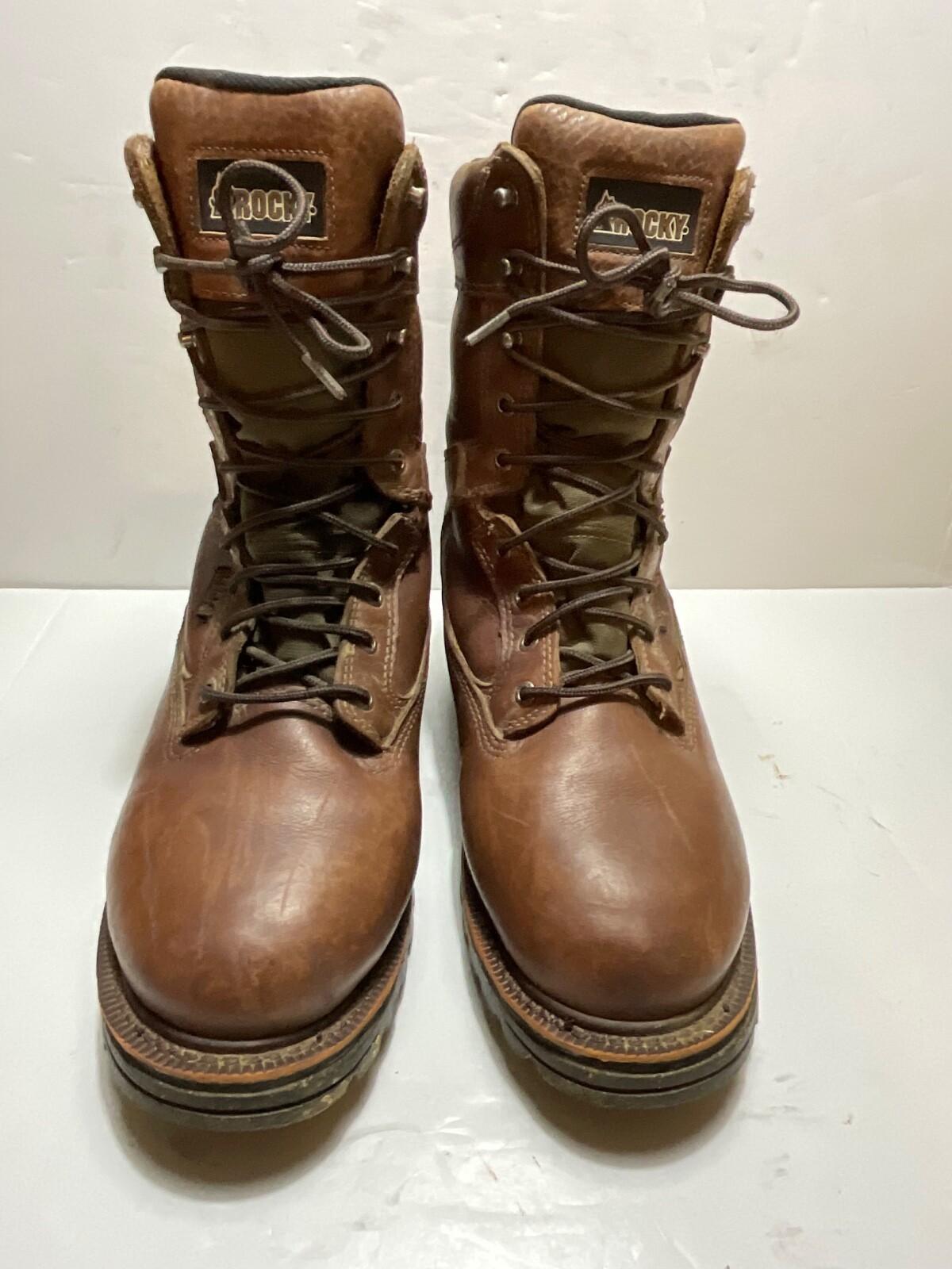 Rocky 7280 10” High Hunting RWP Leather Lace UpBoots US Mens Size 8W Exc. Cond..