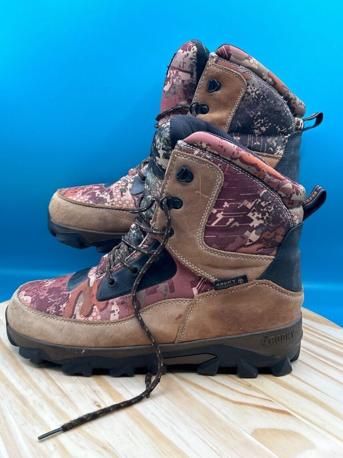 ROCKY 4755 Core Waterproof Camo Boot Men’s Sz 7M Brown Lace Up Insulated