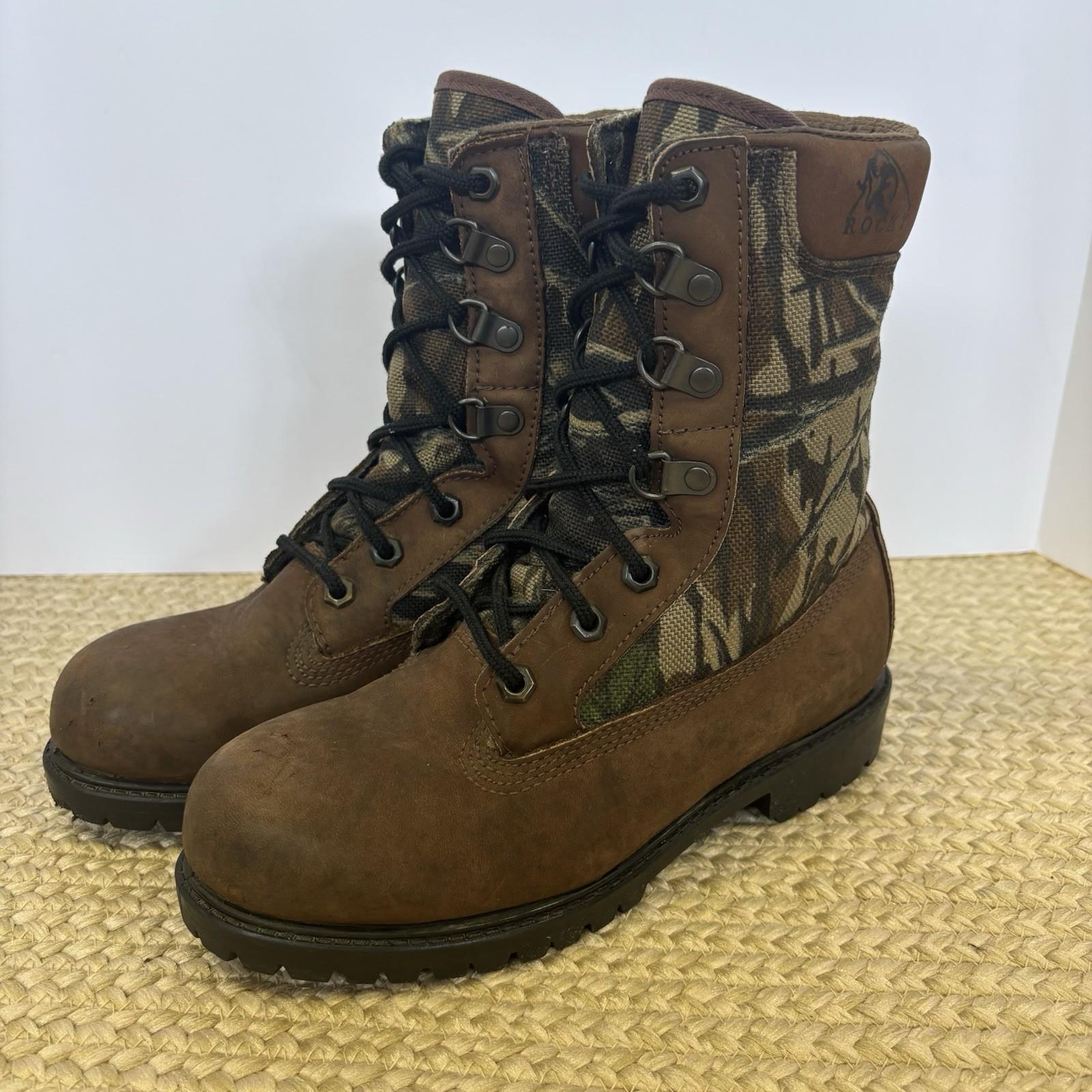 Rocky Boots 831 Men’s Size 6M Leather Camo Hunting Work Boots Oil Resistant USA