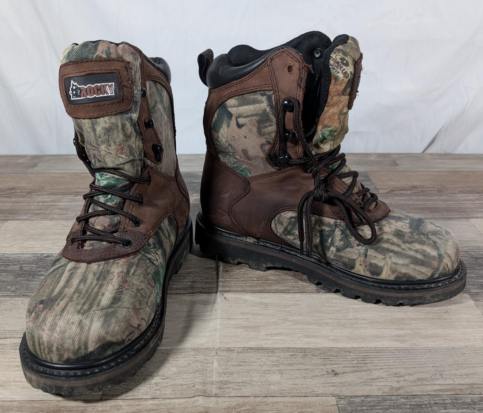 Rocky Vitals 9″ Boots Men’s Size 8M Camo Brown Leather WP Insulated Hunting