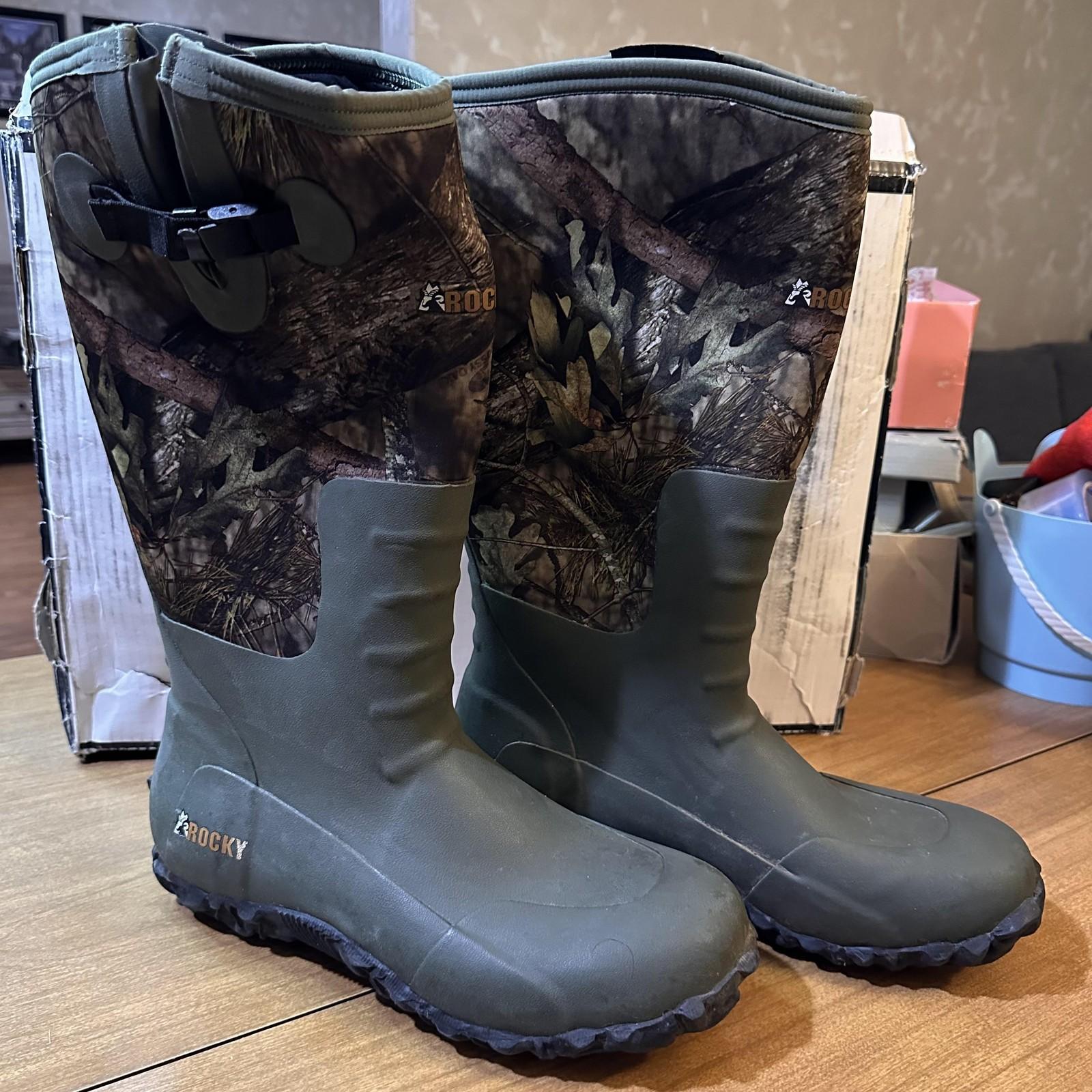 Rocky Hunting Boots Mens Size 13 Camo 16in Rubber Waterproof Mossy Oak RKS0350