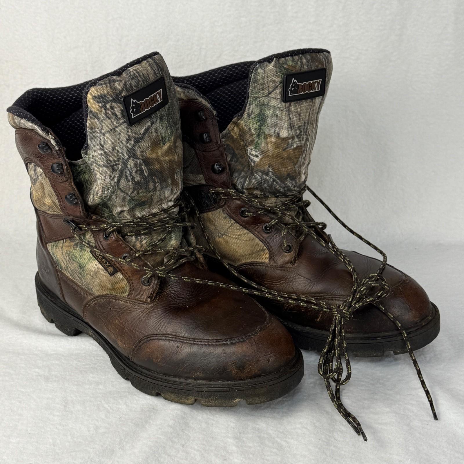 Rocky 800 Gram Thinsulate Hunting Boots Mens 10 W Camo Leather USED Refreshed