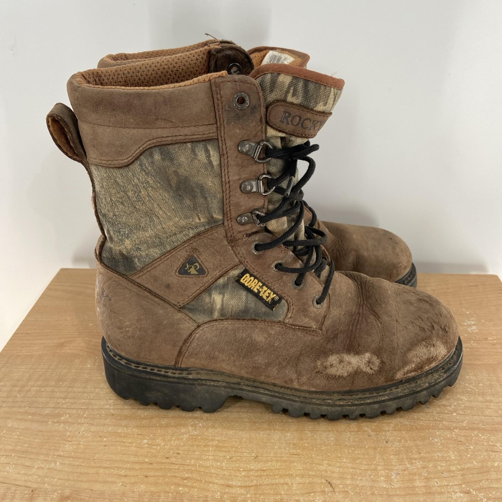 Rocky Boots Gore-Tex Mens 9.5 W Brown Leather Camo Hunting