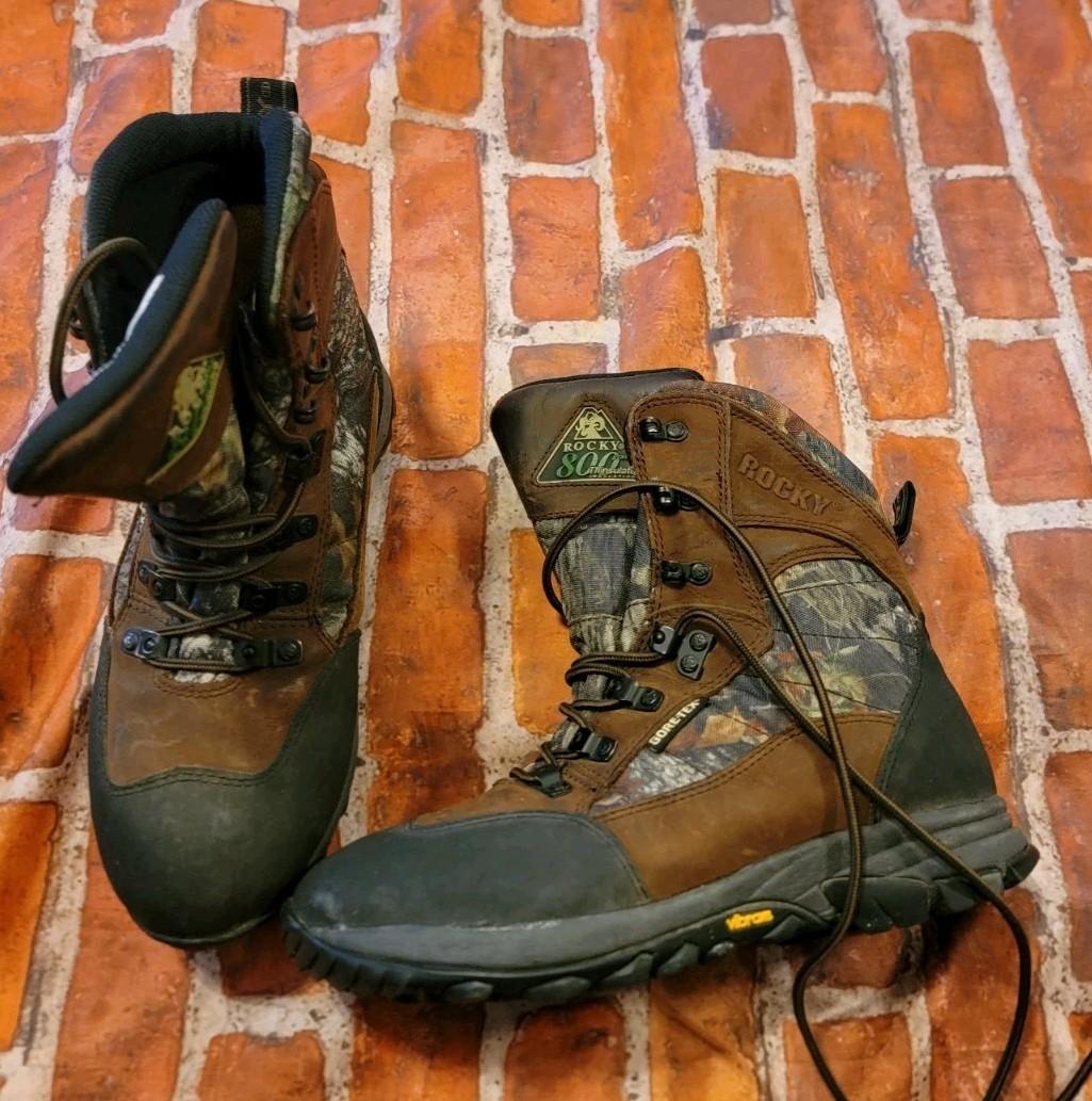 Rocky Mens Hunting Boots Sz 7.5 M Camouflage Brown