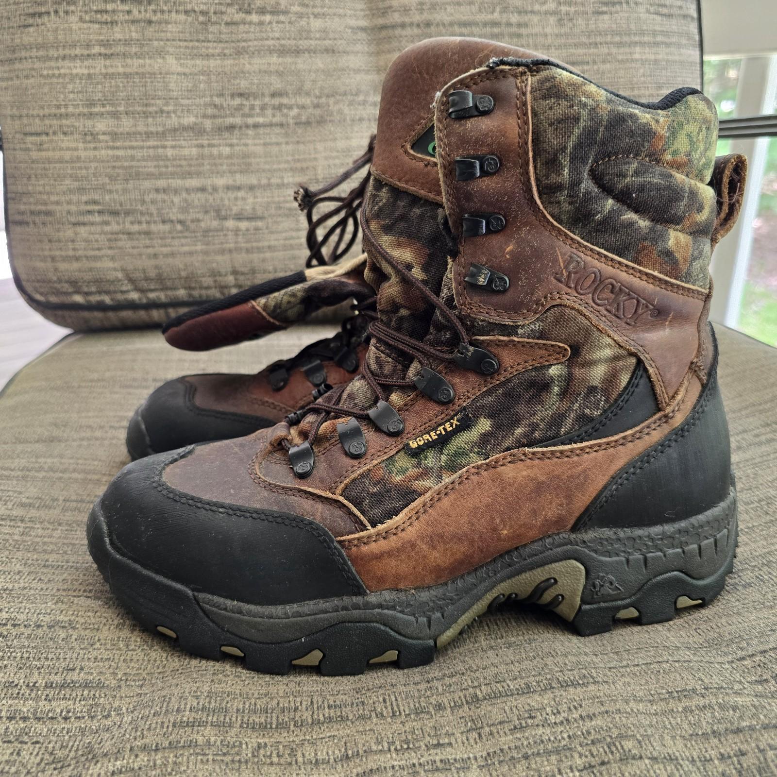 Rocky 800g Thinsulate Gore-Tex Hunting Boots Men’s 8.5 Leather Camo Waterproof M