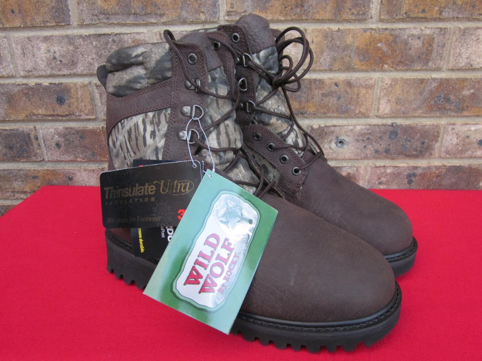 WILD WOLF BY ROCKY 800 GRAM THINSULATE. CORDURA & LEATHER HUNTING BOOTS NWT 12W