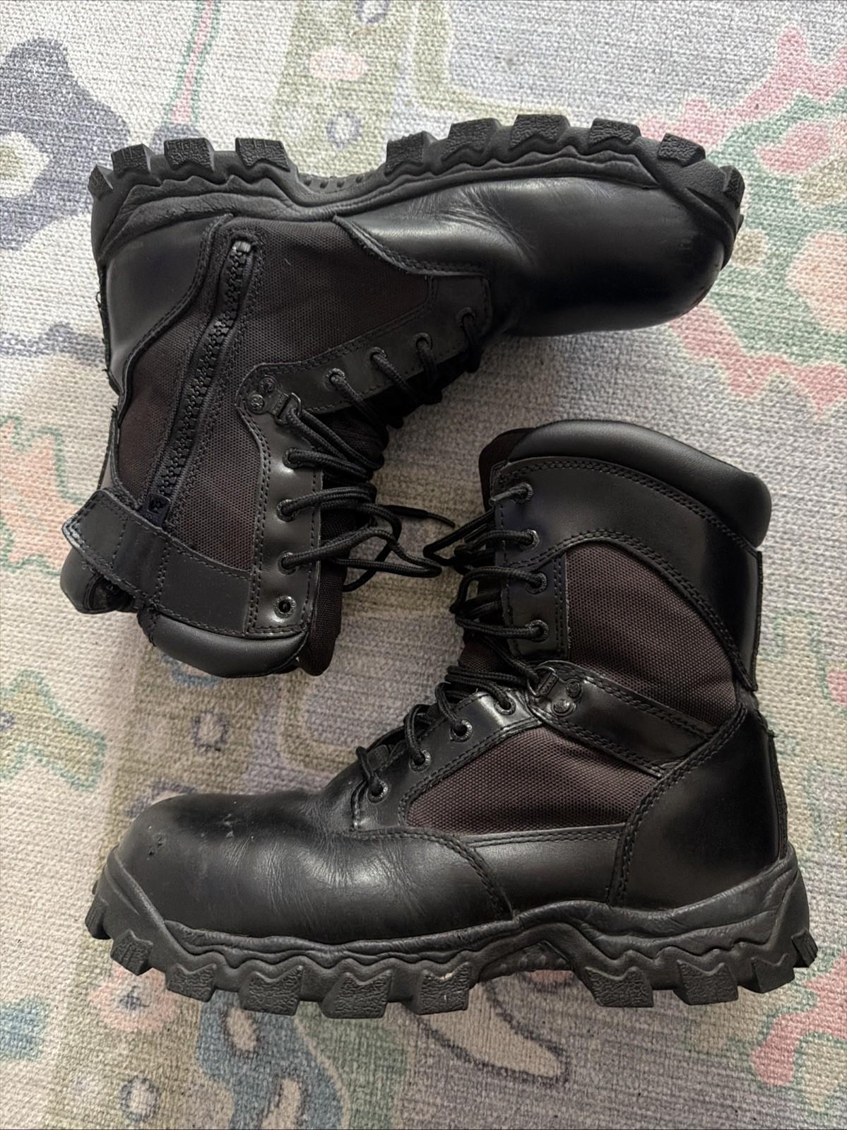 Rocky Men’s 8″ Alpha Force Black Waterproof Zipper Public Service Boot Size 10.5