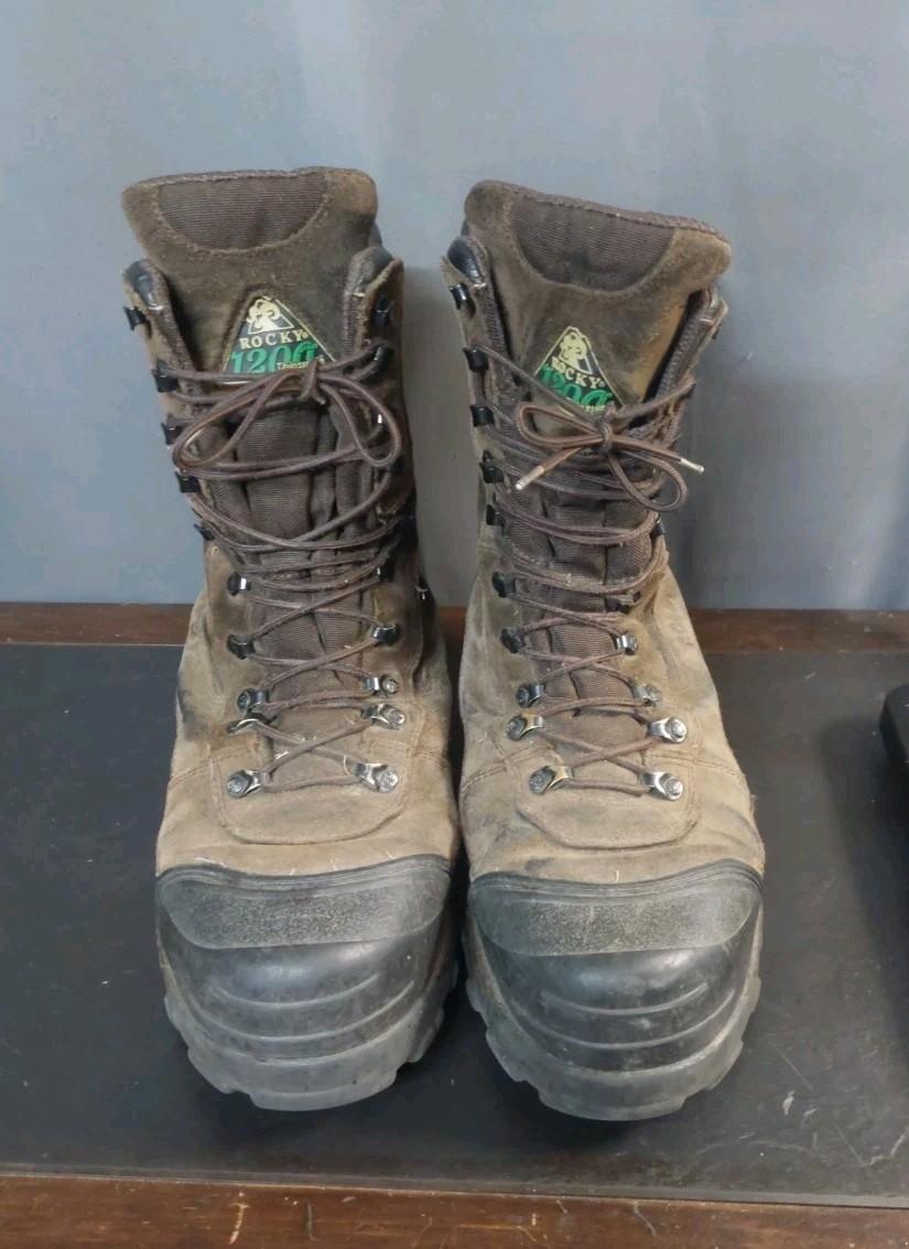 Rocky Blizzard Stalker Waterproof 1200G Thinsulate Boots Mens 12M Brown Leather