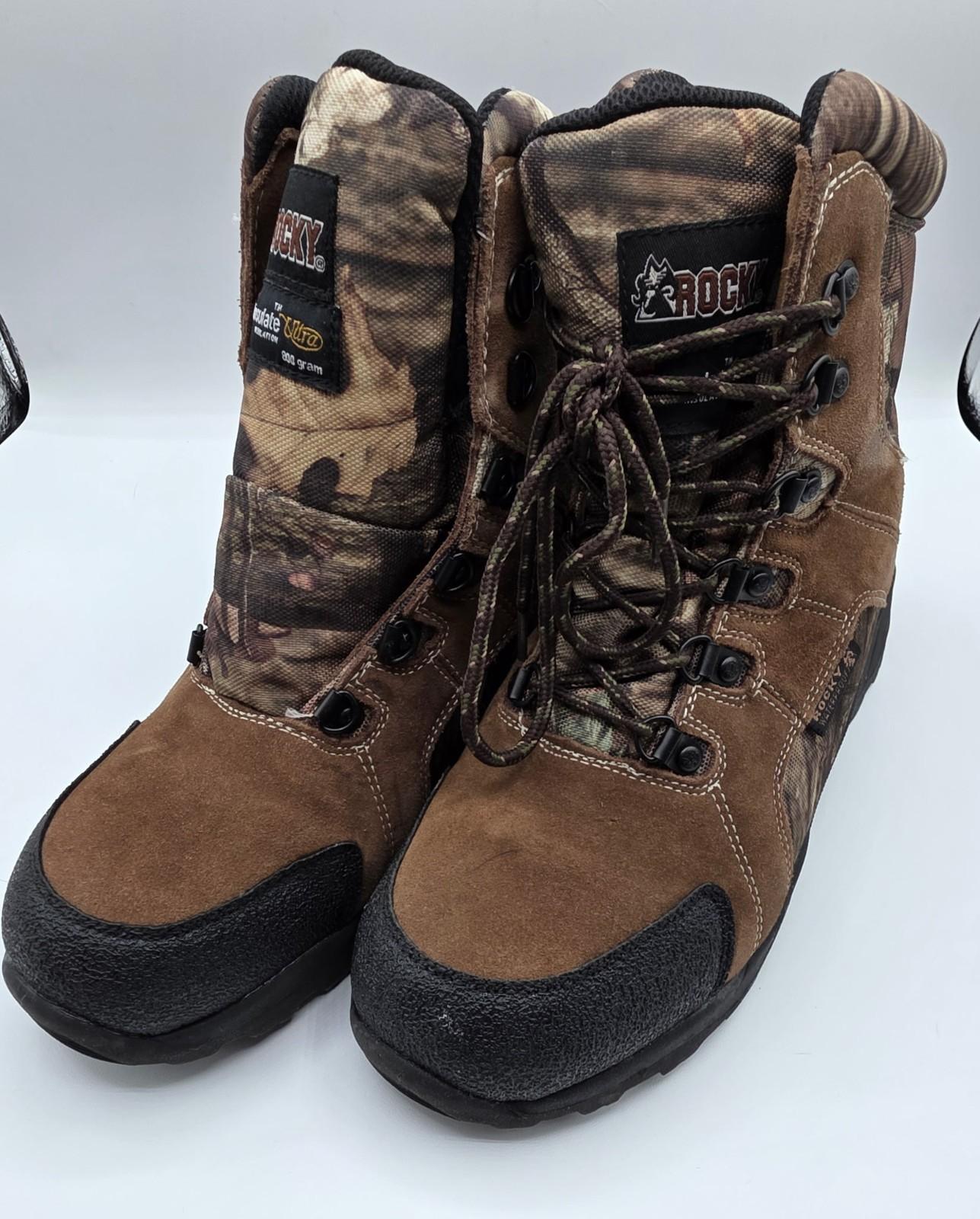 Rocky Outdoor 6M Brown Camo Hunting Waterproof Thinsulate No Laces On 1 Boot