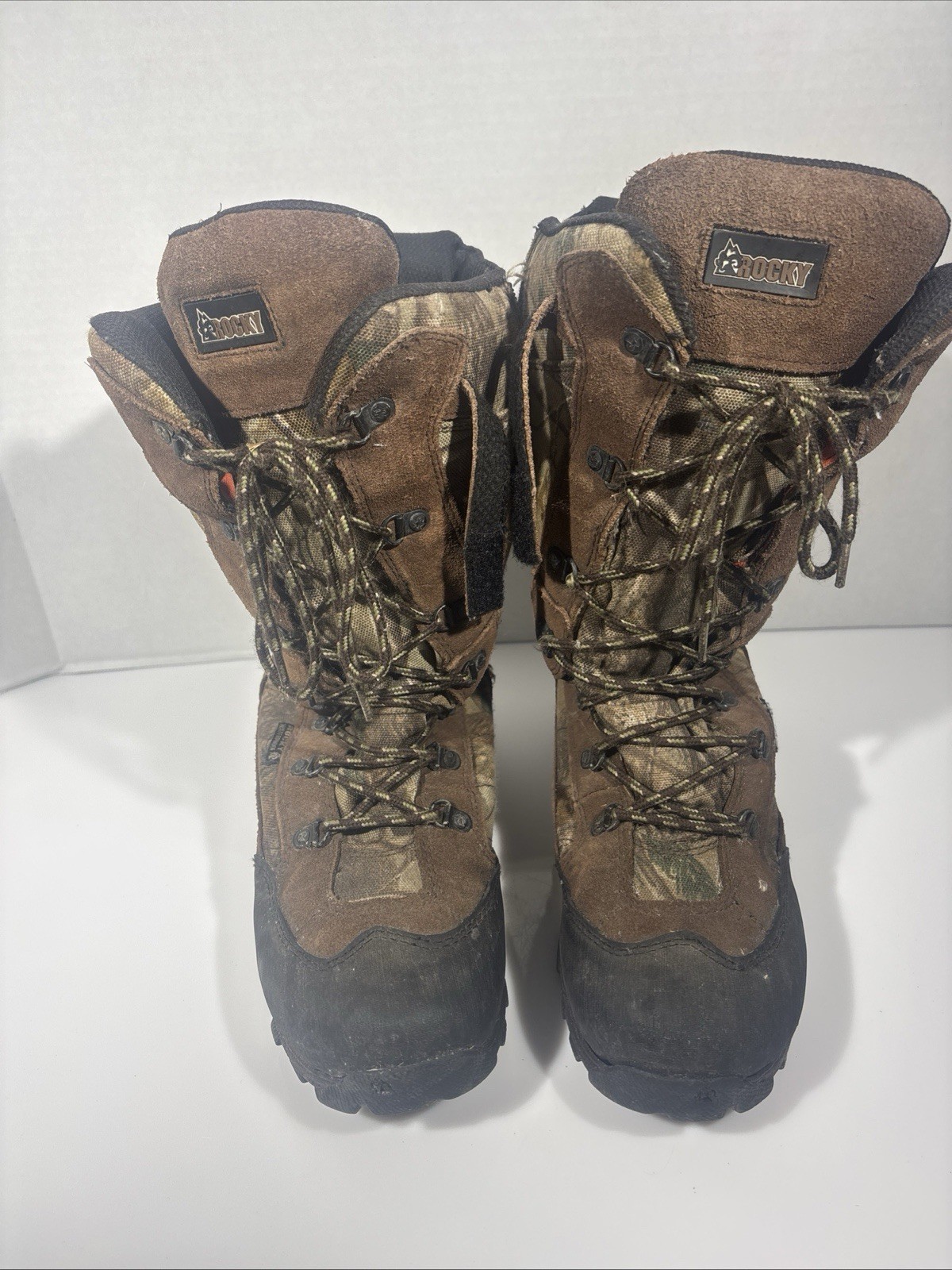 Rocky brown camo waterproof hunting boots size 6M Read