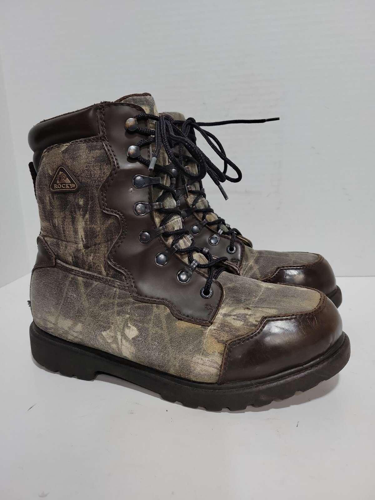 ROCKY THINSULATE BROWN LEATHER CAMOUFLAGE HUNTING HIKING MENS 6 BOOTS