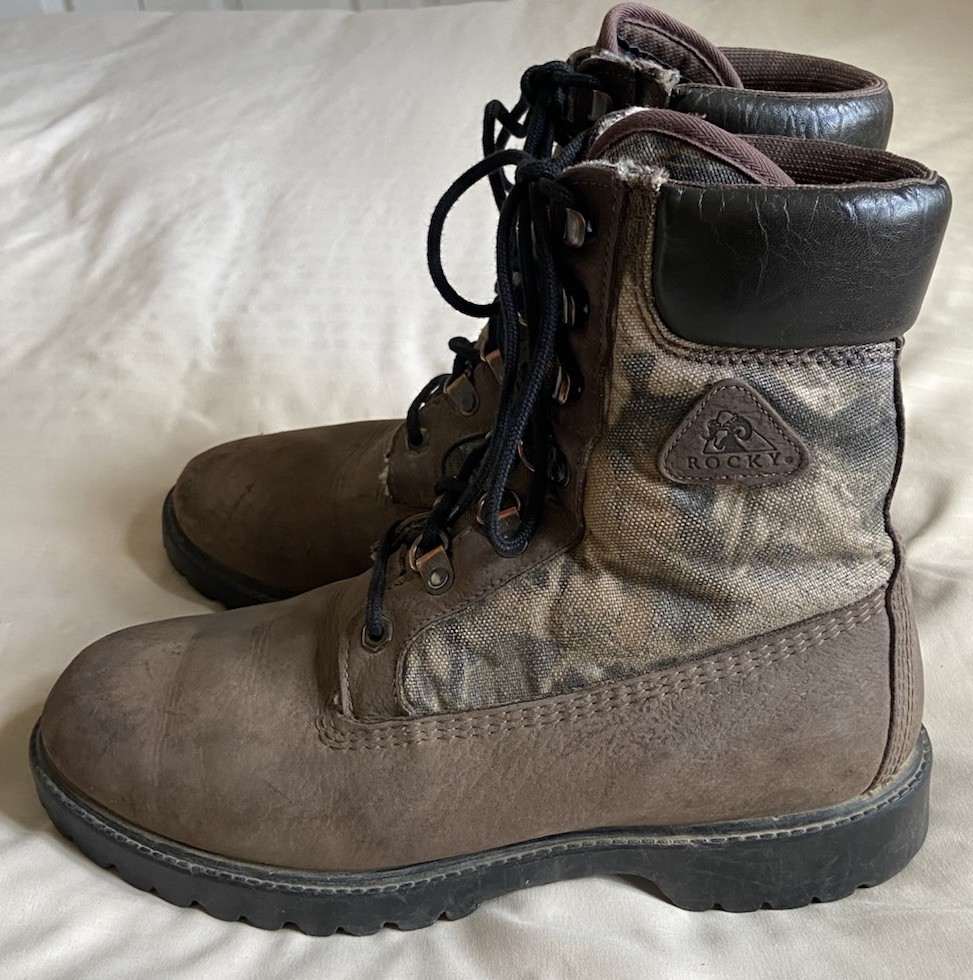 Rocky Brown Leather/Camo Hunting Work Lace-up Ankle Boots – Mens Size 9M