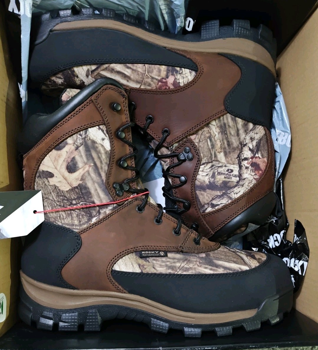 Rocky Core Waterproof 800g Insulated Outdoor Boot, Brwn & Mossy Oak Mens Size 13