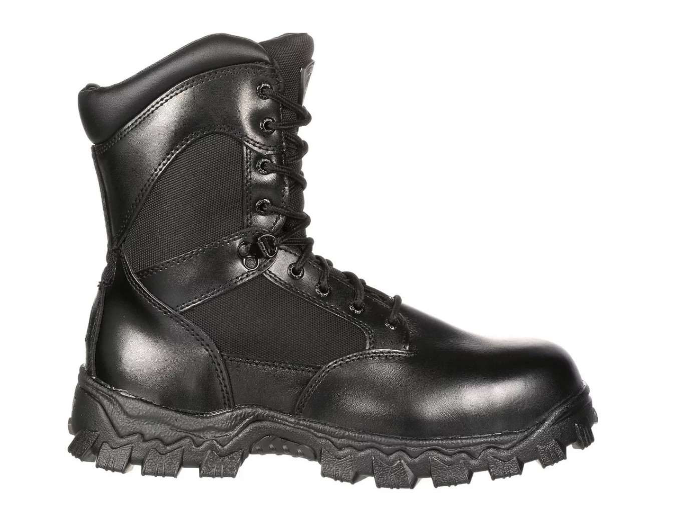 2173-8′ Rocky Alpha Force Zip Waterproof Men’s Boots Black Leather Nylon 8 M
