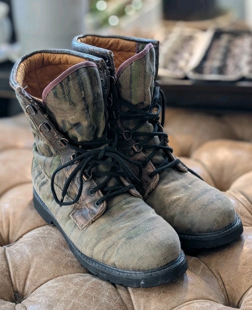 VTG Rocky Gore-Tex Camo Realtree Steel Toe Lace Up Rubber Sole Boots Size 10