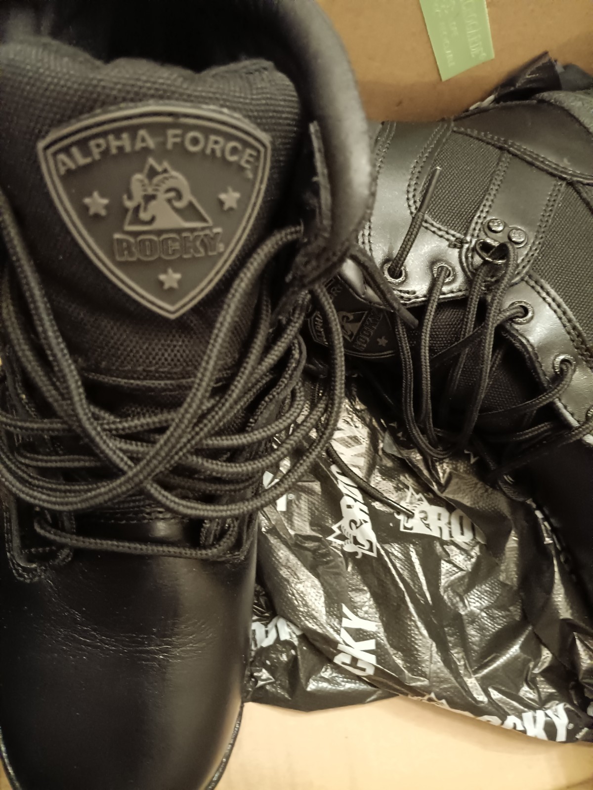 New Open Box, Men’s Rocky ALPHA FORCE Black Boot. Size 7.5 M Mens. 6″ High.