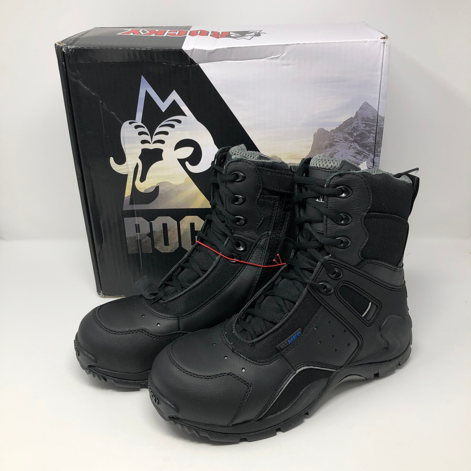 NIB Rocky 1st Med Carbon Fiber Toe Puncture Resist Zip Waterproof Boots Mens 7M