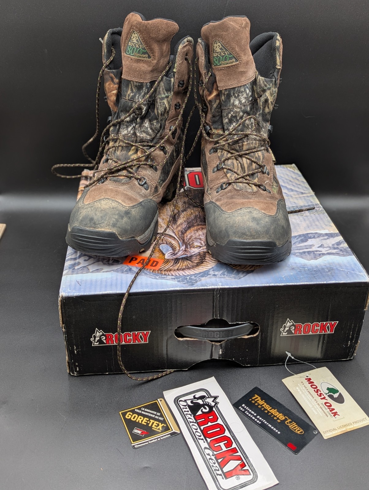 Rocky 800 Thinsulate Mens 14 Mossy Oak Camo Insulated Waterproof Hunting Boots