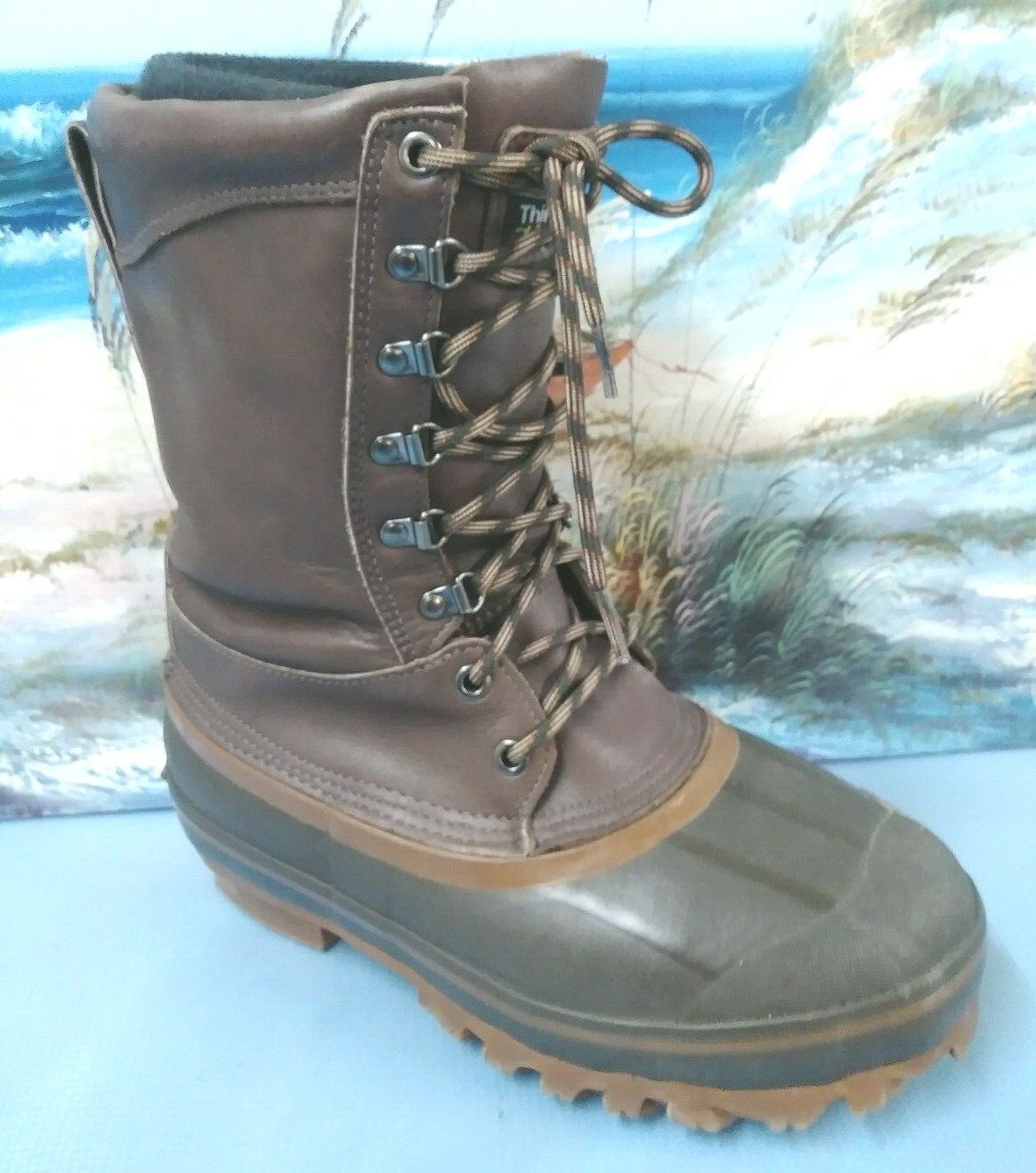 Rocky Duck Hunting Boots Steel Shank Thinsulate Brown Mens 8 Rubber Leather
