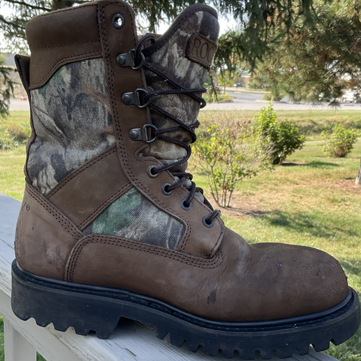 Rocky Y2K Men’s Size 8W 800G Thinsulate Supperscent Gortex Boots Camo VTG FLAWS