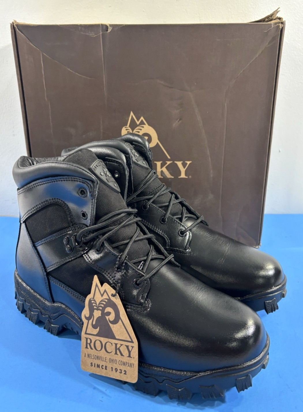 NIB 13 M ROCKY 2167 MENS ALPHA FORCE WATERPROOF PUBLIC SERVICE BOOTS BLACK