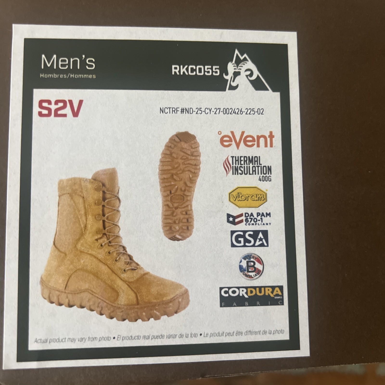 Rocky S2V Waterproof 400G Insulated Military Boot Size 12.5