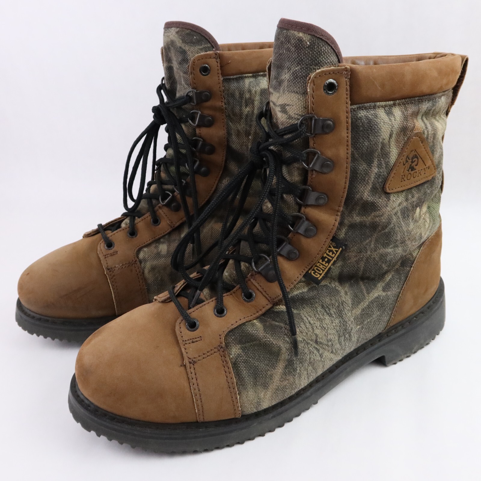 Rocky Hunting Boots Mens 14 Brown Leather Gore-Tex Camo 1000 Gram Thinsulate