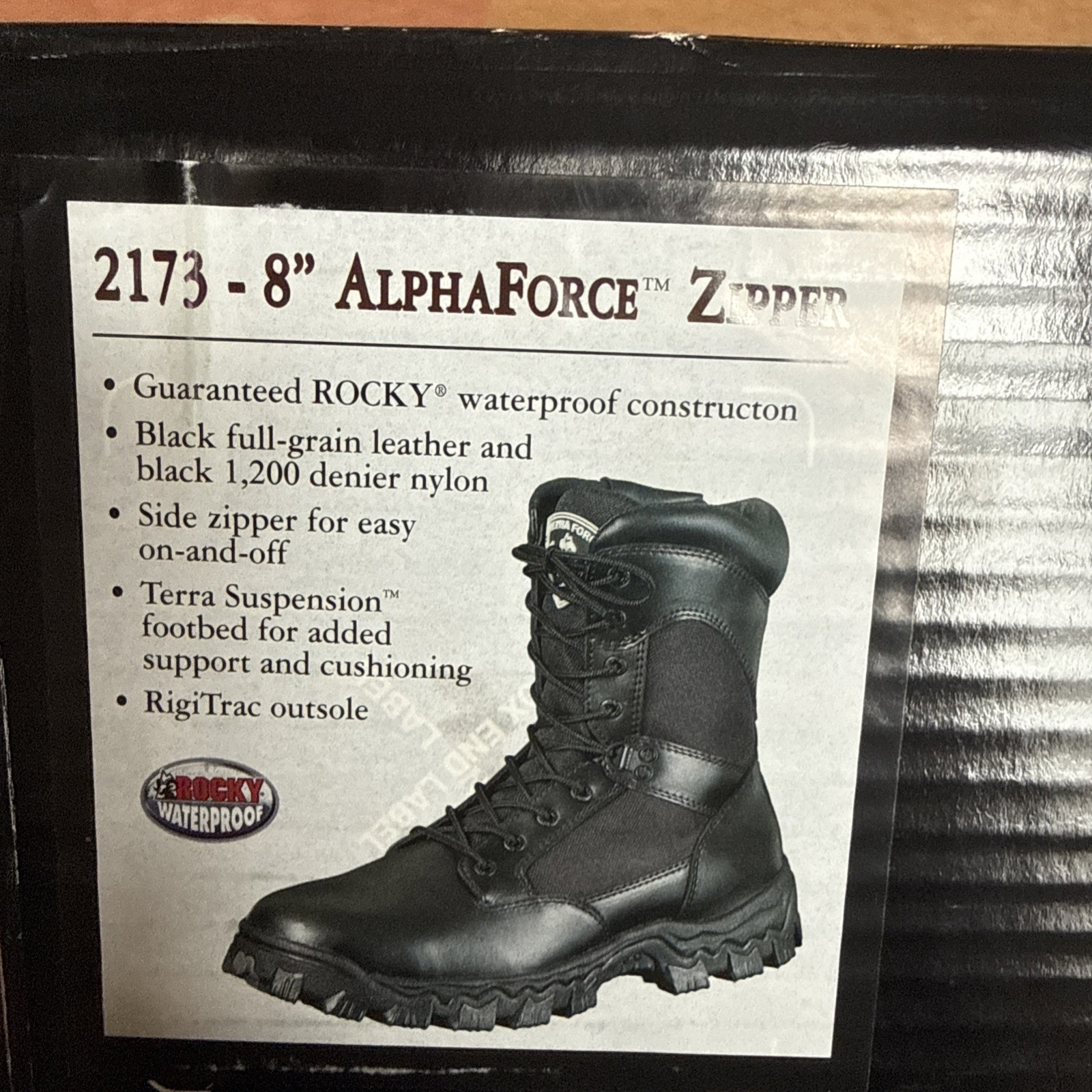 Rocky Alpha force Boot Leather Waterproof 8” Zipper 2173 New In Box size 12