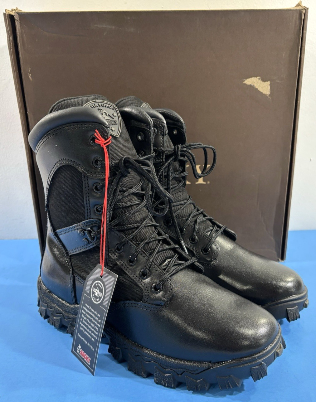 NIB 9 M ROCKY 2165 MENS ALPHA FORCE WATERPROOF PUBLIC SERVICE BOOTS BLACK