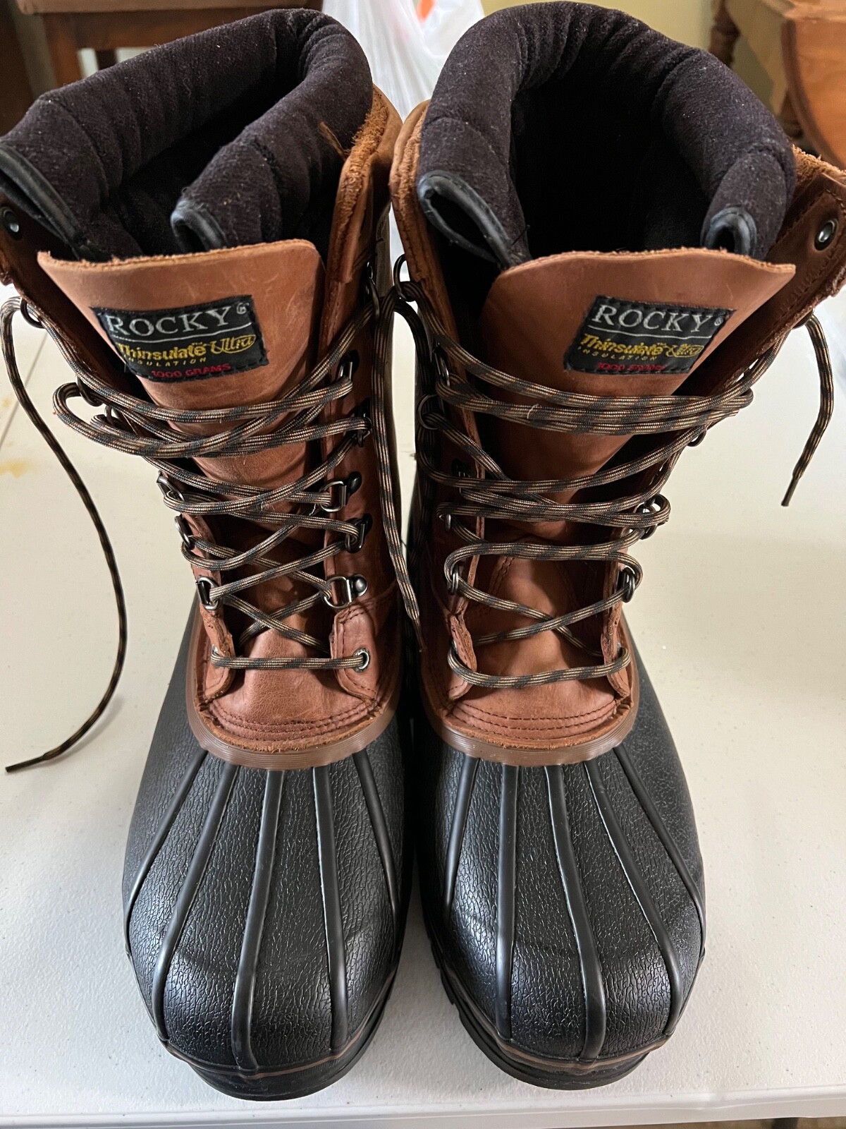 Rocky Boots Ice Stalker 1000G Thinsulate Leather w/fold cleats Mens 12 NICE!!