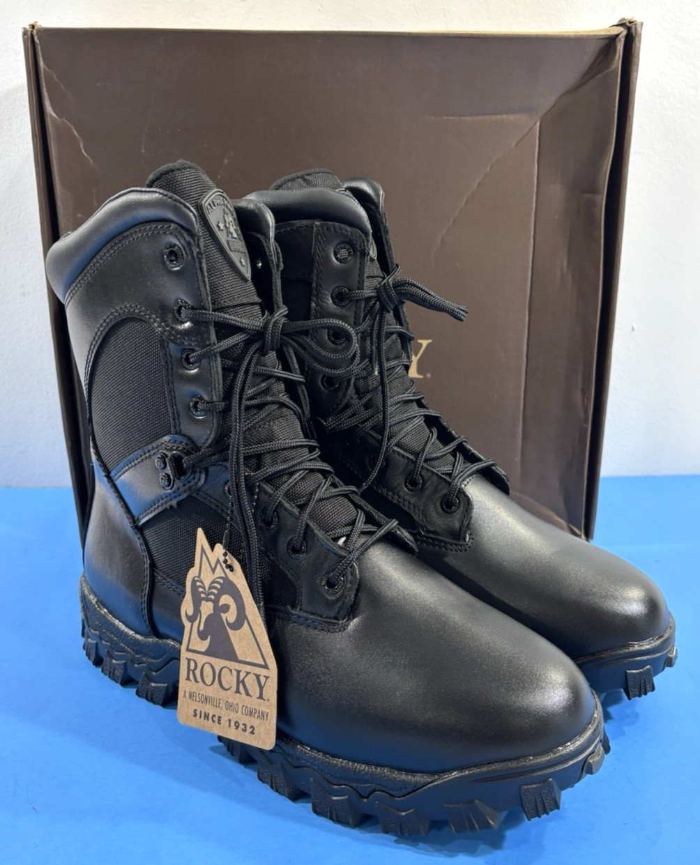 NIB 11 M ROCKY 2173 MENS ALPHA FORCE ZIPPER WATERPROOF PUBLIC SERVICE BOOTS