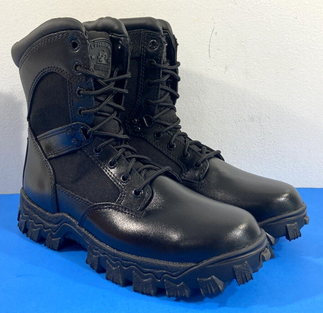 NEW 6.5 M MENS ROCKY ALPHA FORCE ZIPPER WATERPROOF PUBLIC SERVICE BOOTS 2173 BLK